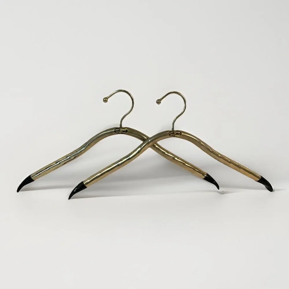 2 Lee Rowan MCM 24K Gold Plated Clothes Hangers Tube Mid Century 1960s Hotel